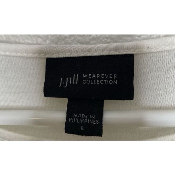 J.Jill Wearever Collection Size L Off White 3/4 Sleeves Top Large T Shirt Ivory - Picture 3 of 9